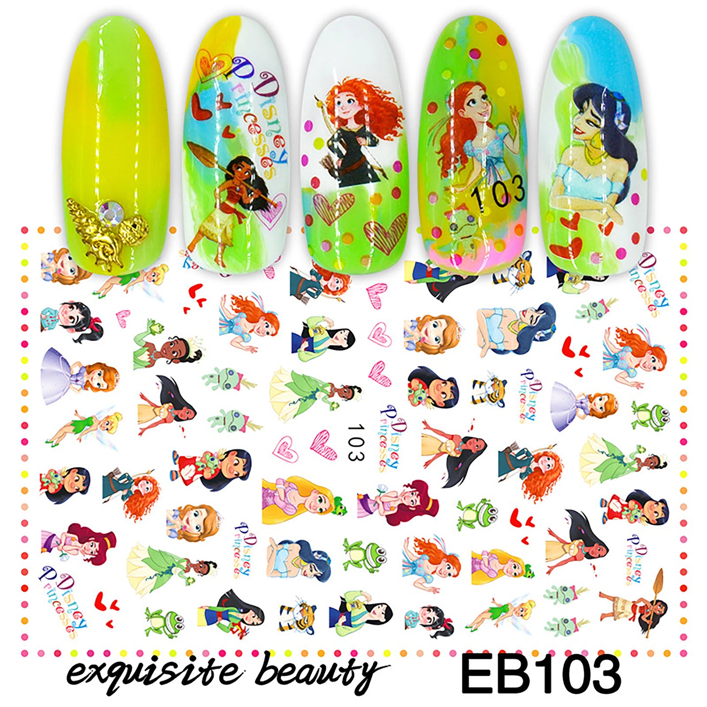 1PCS Disney Princess Nail Art Decorations Stickers and Decals